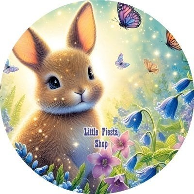 lf180 luxe icing konijn 19cm eetbare taart plaat print, Ophalen of Verzenden, Nieuw, Taarten, Versiering