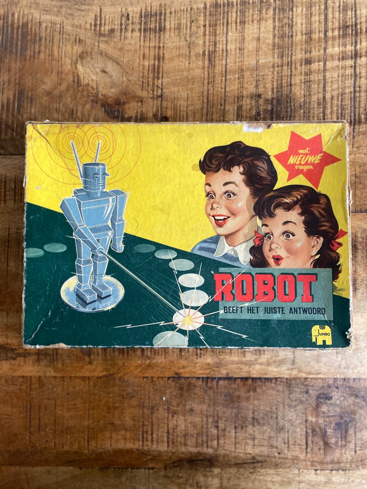 Vintage 1955 Robot Geef Het Juiste Antwoord Spel - Jumbo, Een of twee spelers, Ophalen of Verzenden, Gebruikt