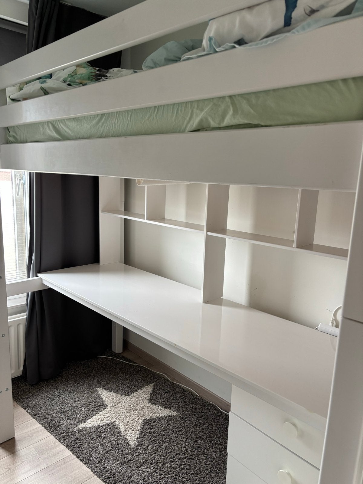 Hoogslaper met groot bureau, Ophalen, Gebruikt, Eenpersoons, 200 cm