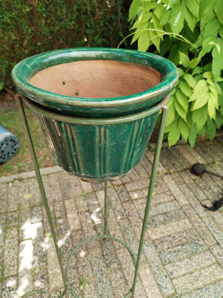 Plant standaard, voor hangplant, groen,, Tuin en Terras, Ophalen, Rond, Metaal, Minder dan 30 cm