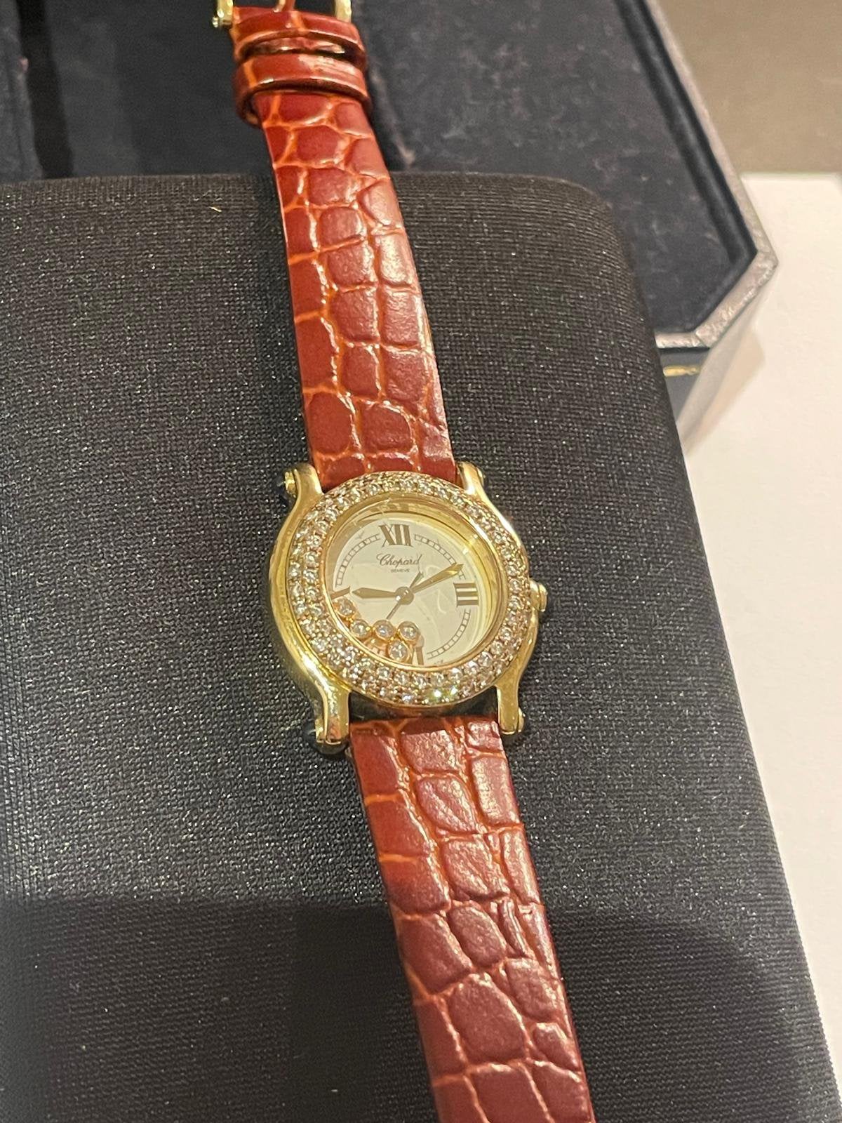 Chopard Happy Sport 27/6151 18 karaat geel goud, Sieraden, Tassen en Uiterlijk, Overige merken, Leer, Ophalen of Verzenden, Zo goed als nieuw