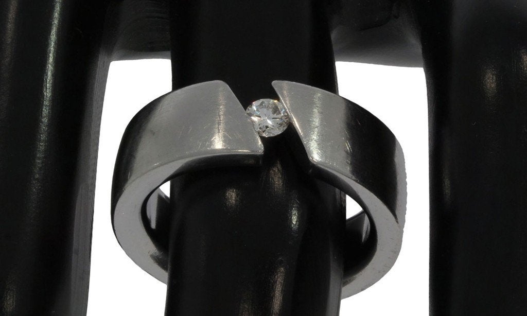 Diamant solitair briljant heren dames ring edelstaal nieuw