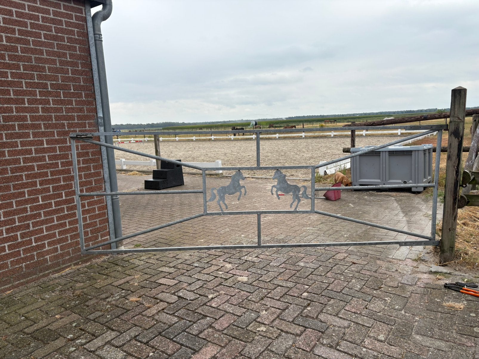 Ijzer poort paarden