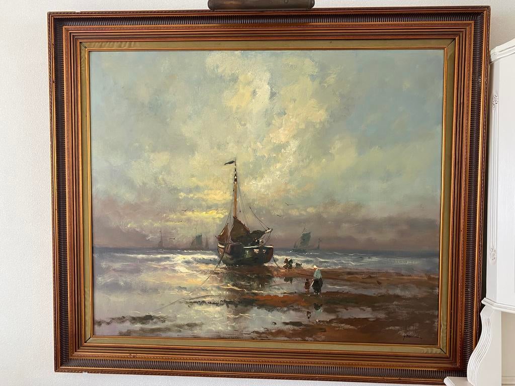 Groot schilderij 120/100 cm G.Brouwer, Antiek en Kunst, Ophalen