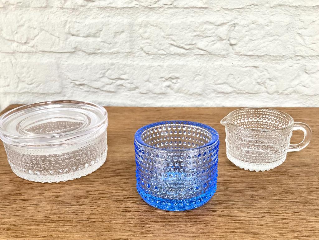 Iittala Kastehelmi: voorraadpot,  lichthouder + melkkannetje, Ophalen of Verzenden