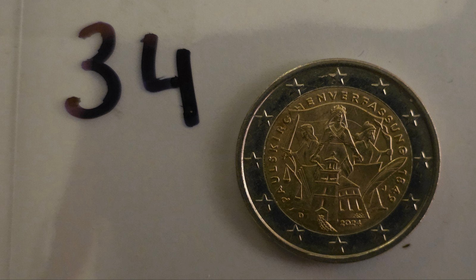 2 euro munt Duits,  ter herdenking van de Paulskirchenv, Ophalen of Verzenden, Duitsland, 2 euro, Losse munt