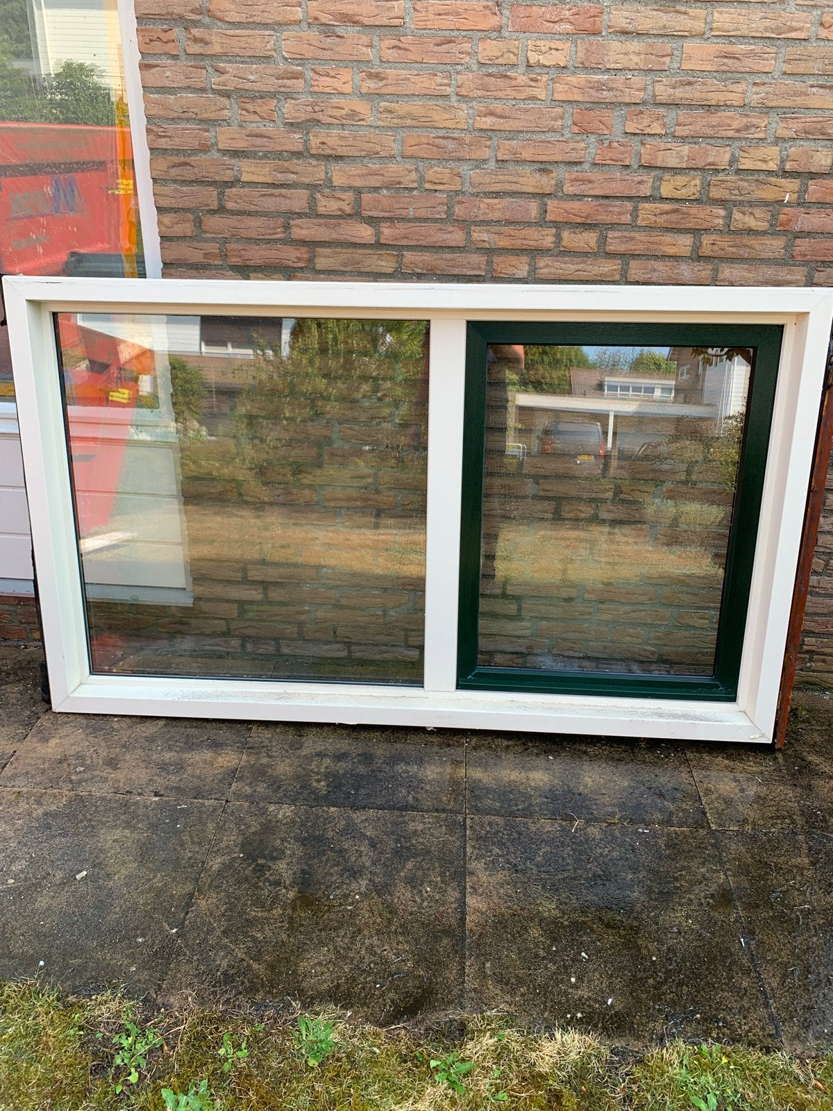 Kunststof kozijn met dubbel glas, Ophalen, Gevelraam of Ruit, Gebruikt, 80 tot 120 cm