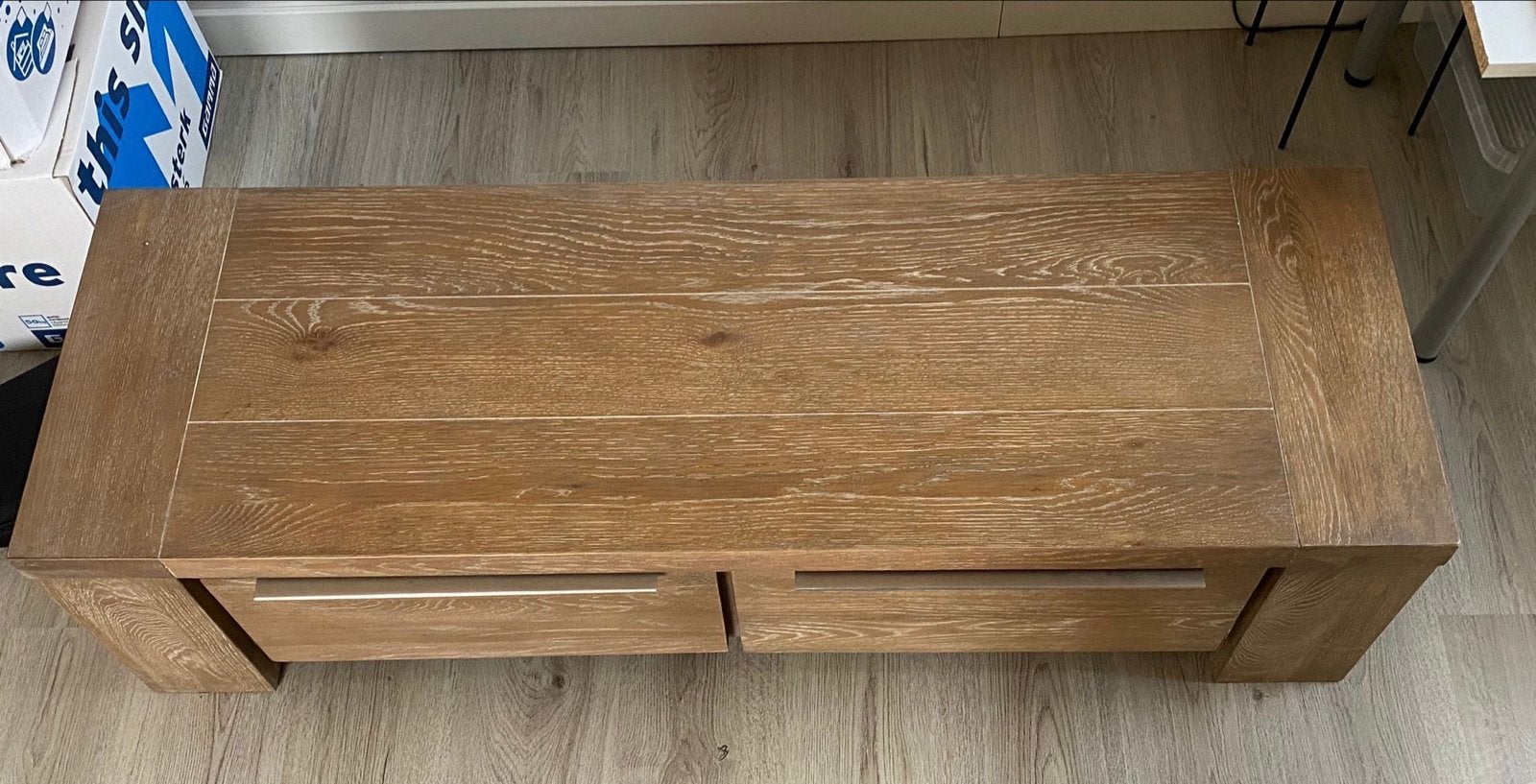 Houten TV-kastje met klep en lade - Afmetingen zie foto, Ophalen, Hout, Gebruikt, Landelijk