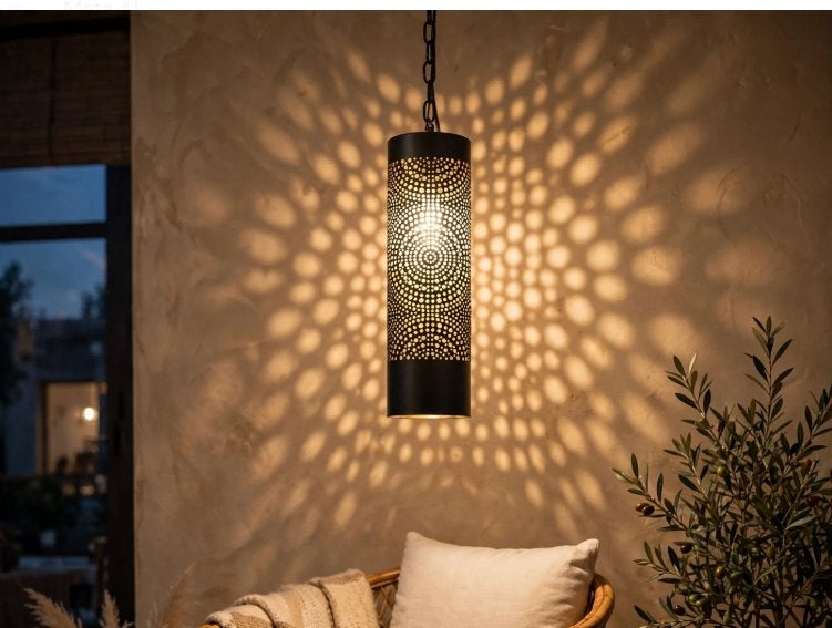 Oosterse hanglamp - Pons Metaal - Zwart goud, 100 tot 150 cm, Nieuw, Textiel, Oosters