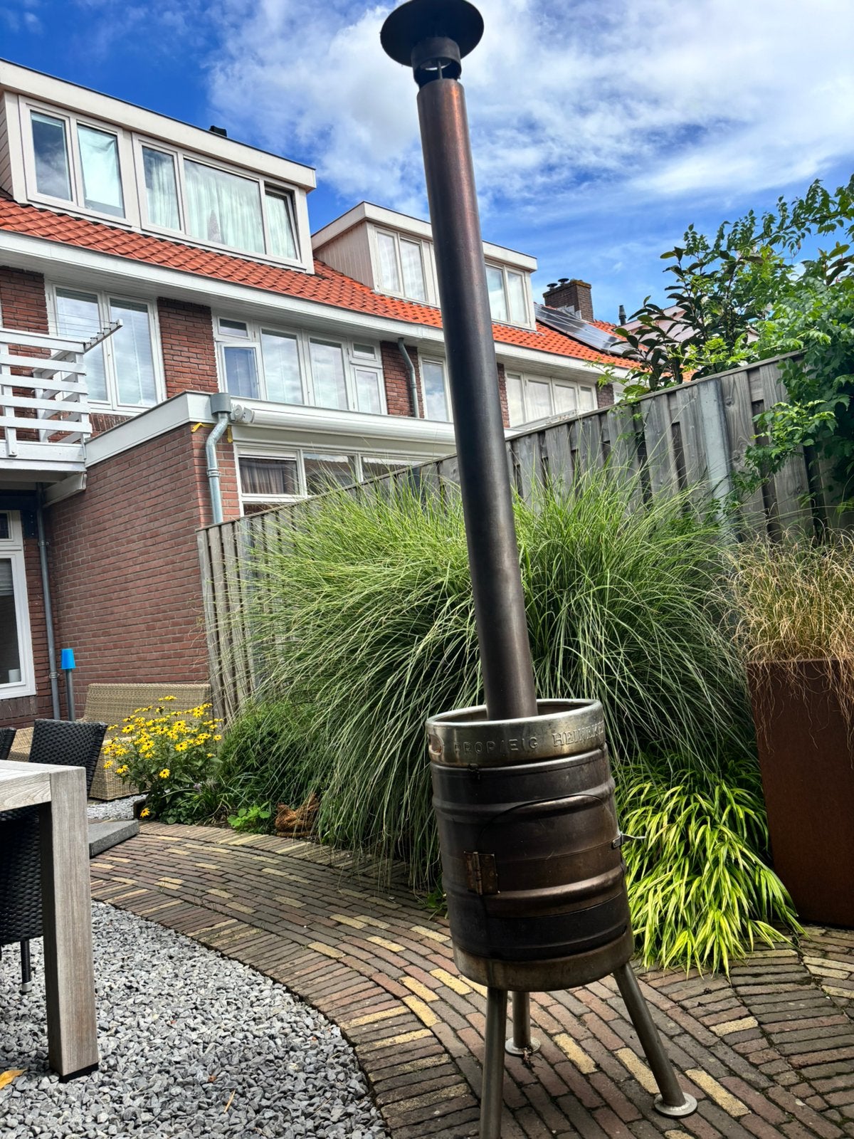 Buitenkachel van biervat, Tuin en Terras, Ophalen, Gebruikt