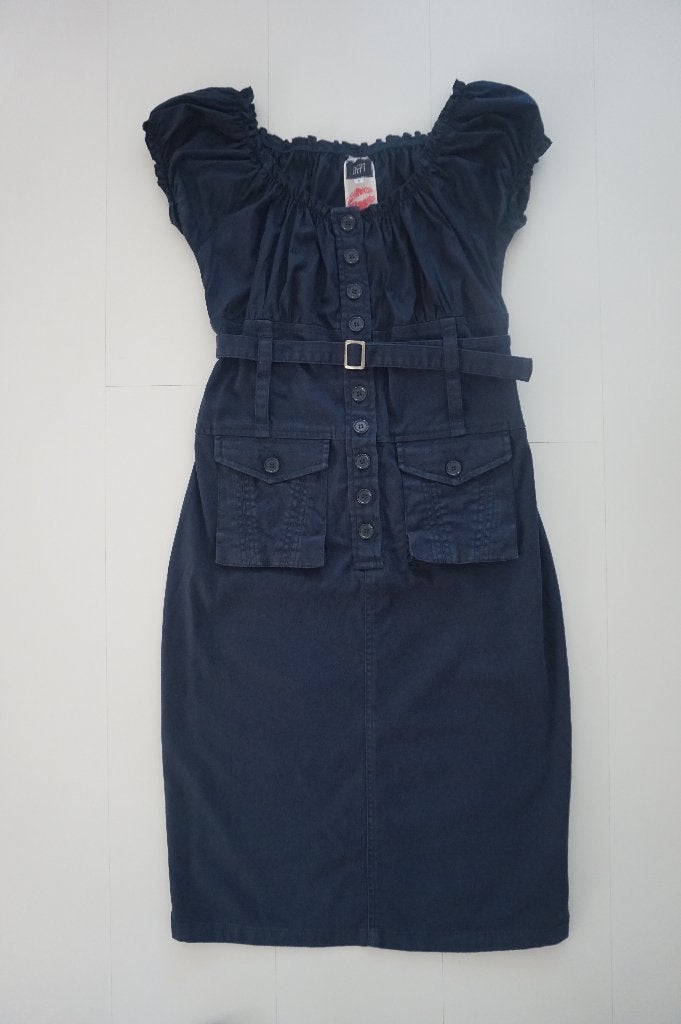 DEPT jurk korte pofmouw blauw / marine katoen maat S, Blauw, Ophalen of Verzenden, Zo goed als nieuw, Maat 36 (S)