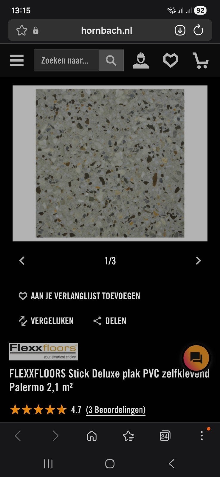 Flexxfloors Zelfklevende Vinyl Vloer Palermo, Ophalen, Overige materialen, 30 cm of meer, 50 tot 150 cm