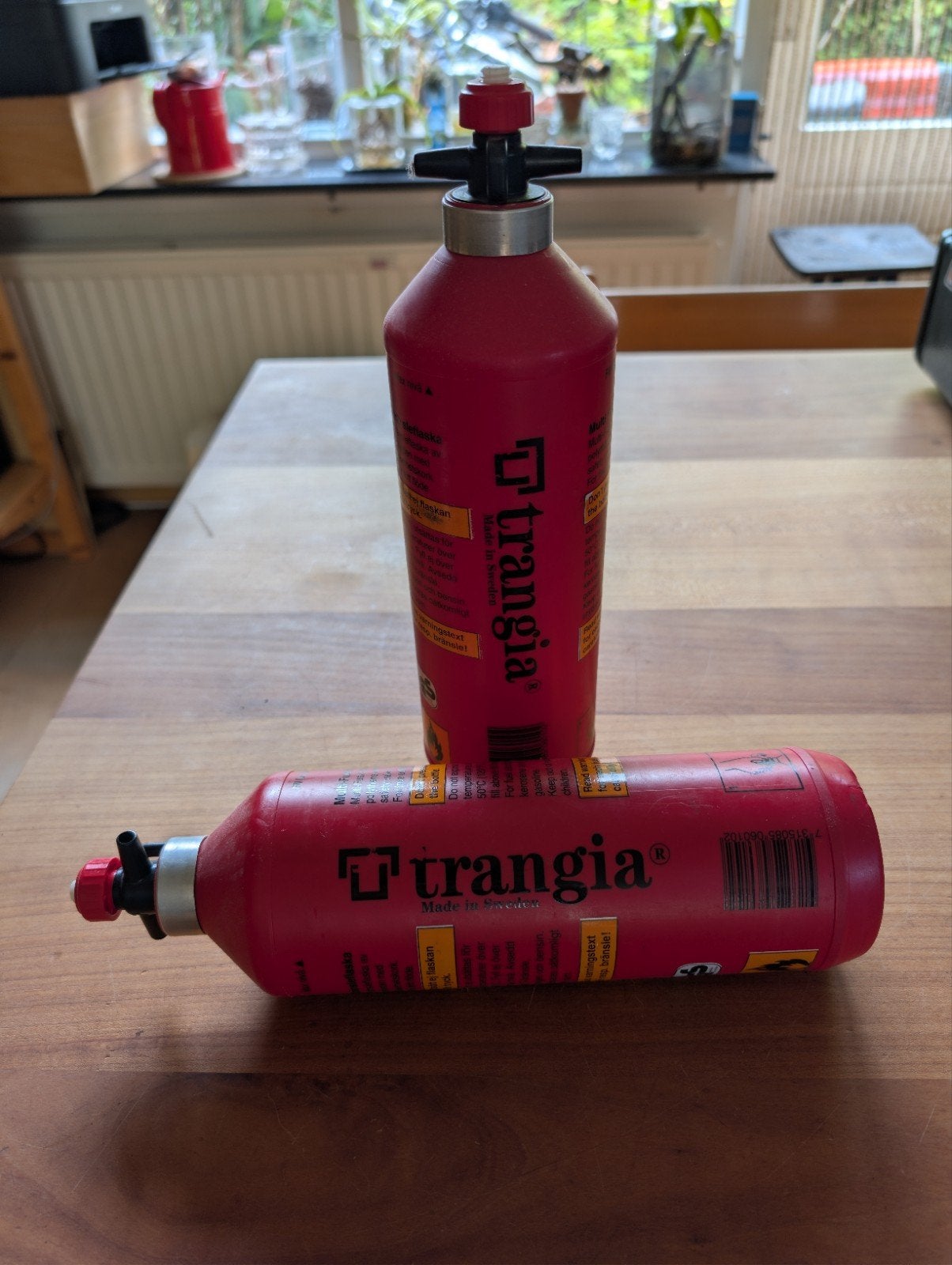 2 Trangia Brandstofflessen 1000ml met Schenktuit, Caravans en Kamperen, Ophalen of Verzenden, Gebruikt