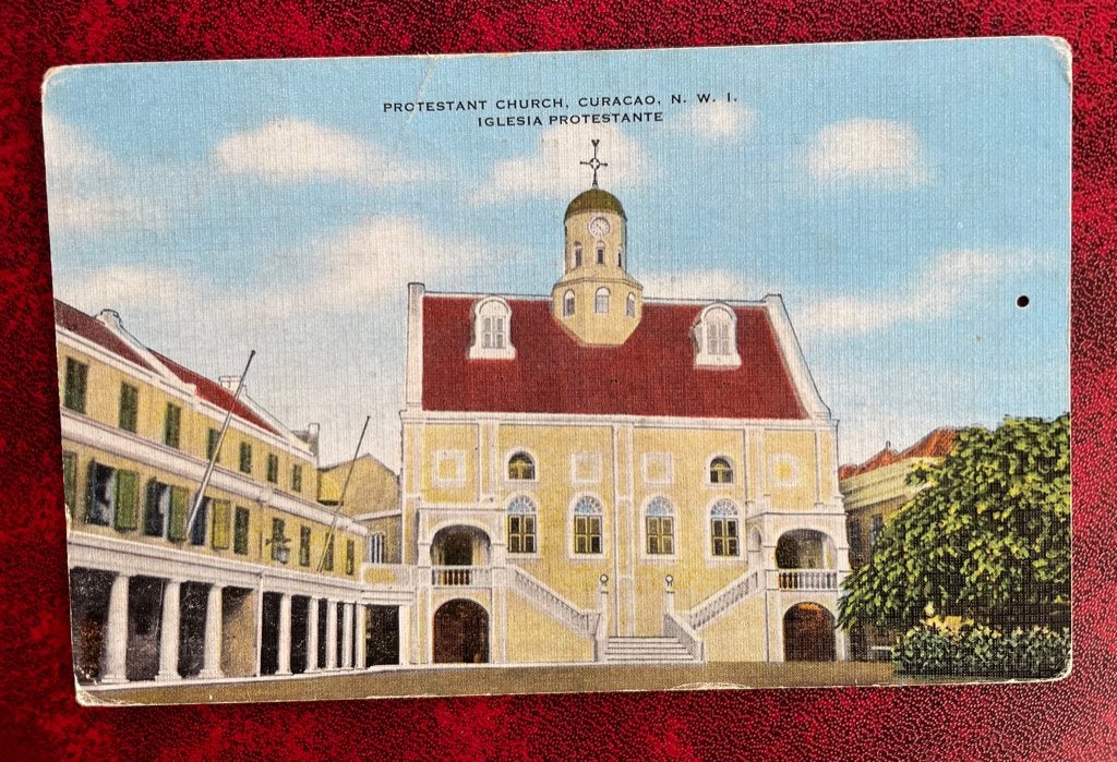 ansichtkaart van Curaçao , Protestant Church., Verzenden, 1940 tot 1960, Buiten Europa