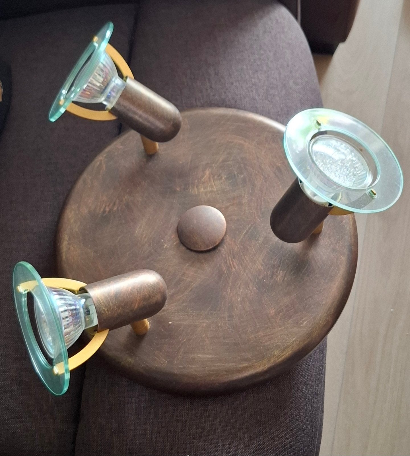 Massive Plafondspot 3x GU10 - Brons/Glas, Ophalen