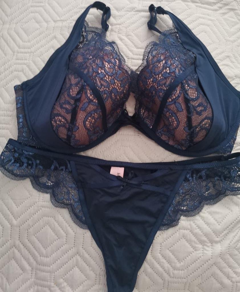 Hunkemoller Nieuw luxe setje BH 85F /L, Hunkemöller, Verzenden, Blauw, Setje