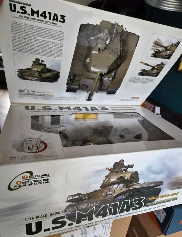 Heng Long RC Tank US M41A3 1:16 - Rijdt, Overige merken, Gebruikt, Tank, Groter dan 1:32