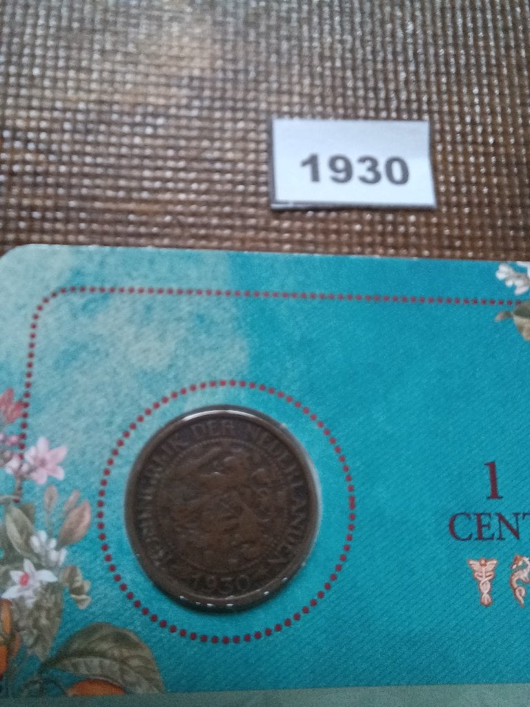 2024 Coincard Laatste cent zonder portret 1930 (Circulatie)., Ophalen of Verzenden, Koningin Wilhelmina, 1 cent, Setje