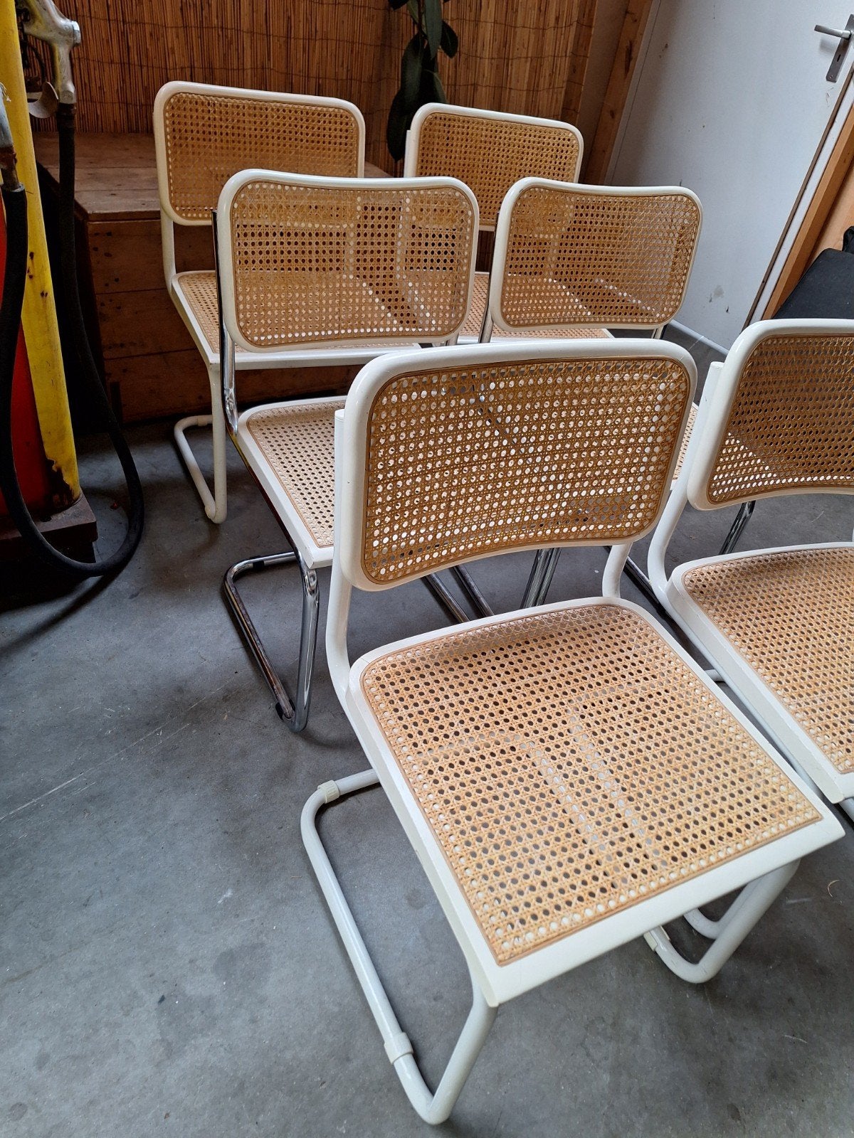 6 Cesca webbing stoelen, Huis en Inrichting, Ophalen, Gebruikt, Wit