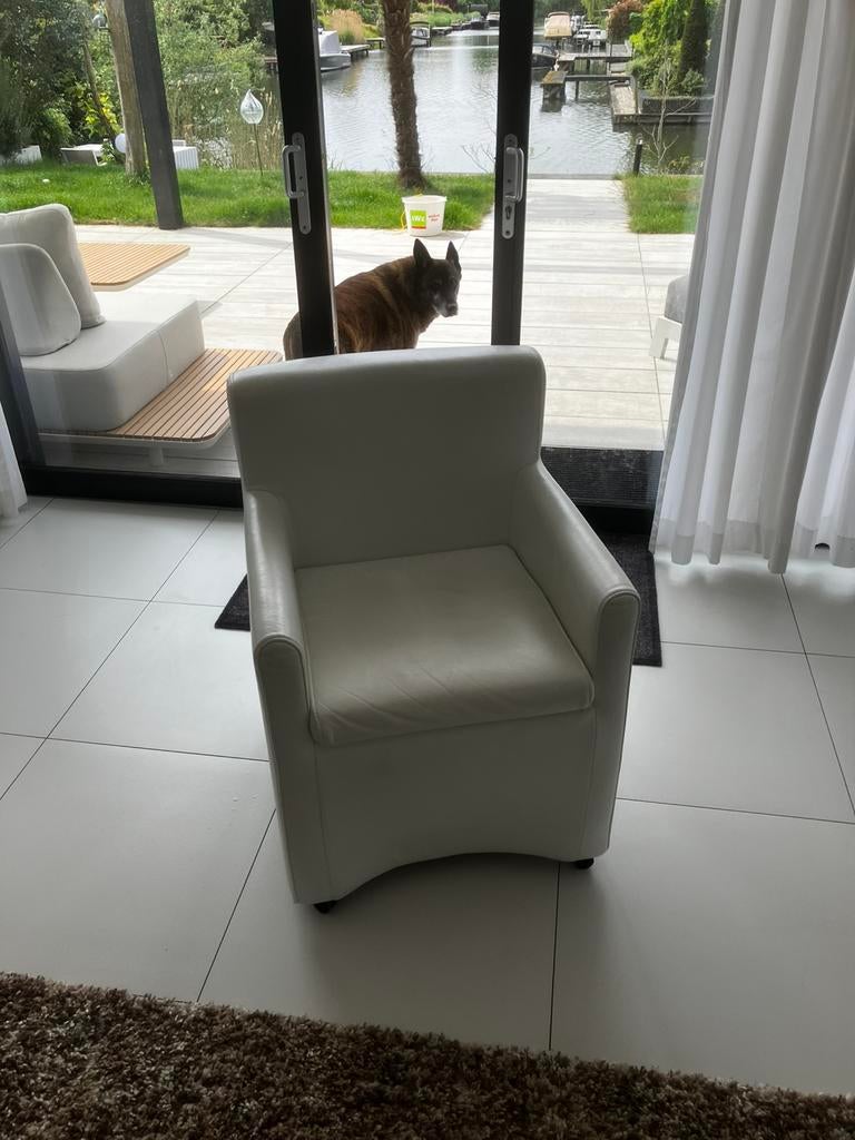 Lederen eettafel stoelen, Huis en Inrichting, Stoelen, Ophalen, Holland design, Wit, Leer
