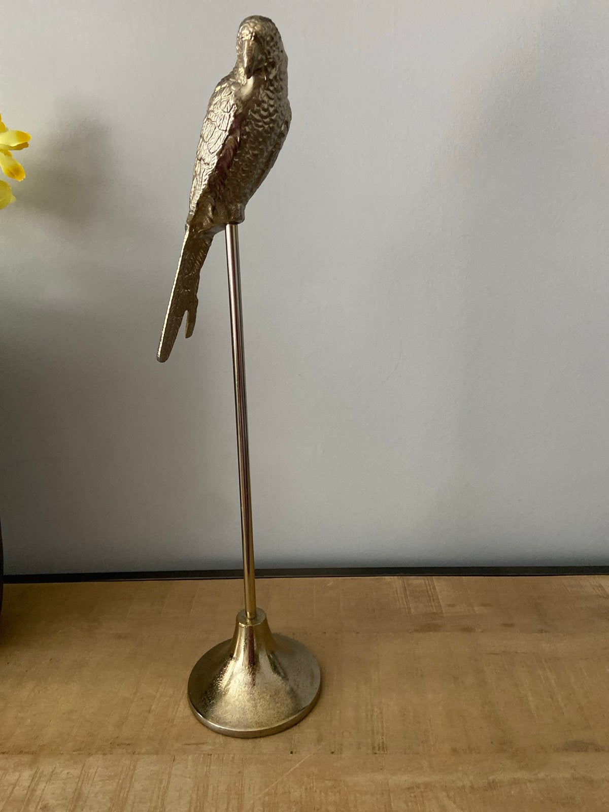 Gouden papegaai beeldje op standaard - 60 cm hoog, Ophalen, Zo goed als nieuw, Goud, Metaal