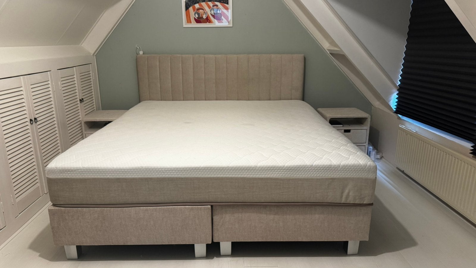 Boxspring 180x200 Action Velvet Beige, Ophalen, Beige, Tweepersoons, Zo goed als nieuw