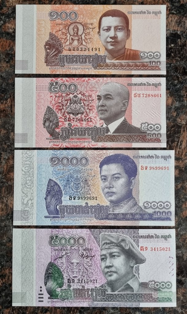 Bankbiljetten Cambodja set van 4 UNC 2014-2016, Ophalen of Verzenden, Buitenland, Bankbiljetten