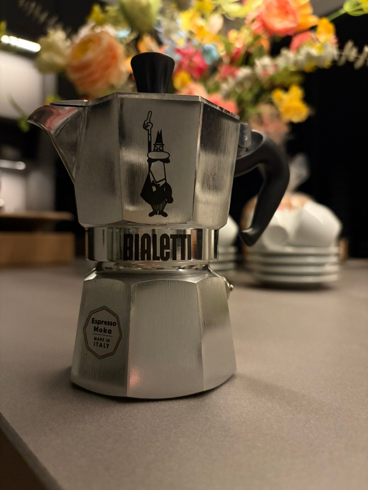 Bialetti espresso apparaatje 1 kops incl inductie adapter, Verzenden, Zo goed als nieuw, Espresso apparaat