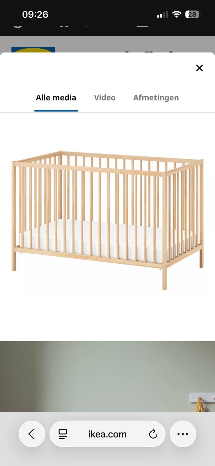 Houten Baby ledikant Ikea, Kinderen en Baby's, Babywiegjes en Ledikanten, Ophalen, Zo goed als nieuw, Ledikant