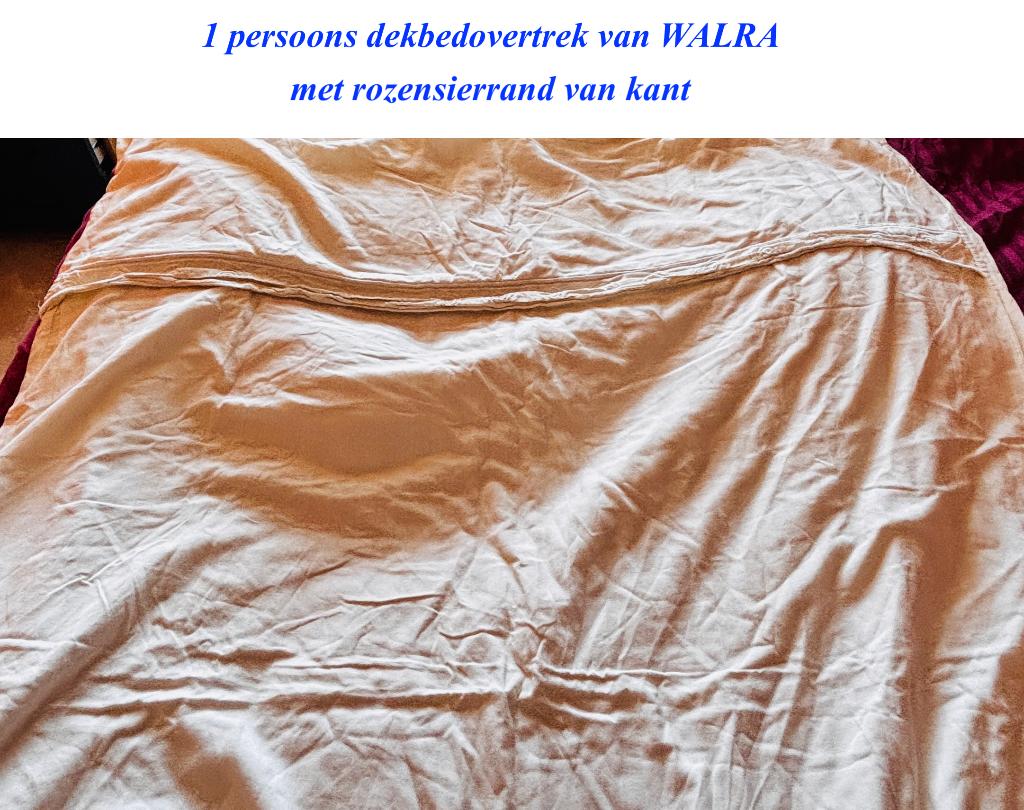 Teab Walra Dekbedovertrek 1 persoons met Sierrand van  kant, Ophalen, Gebruikt, Eenpersoons, Beige