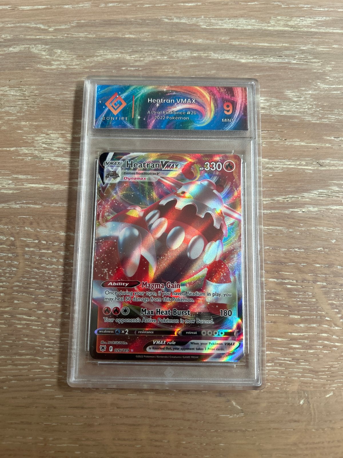 Heatran VMAX Graded Bonfire 9 Pokémon Kaart Engels, Verzenden, Zo goed als nieuw, Losse kaart