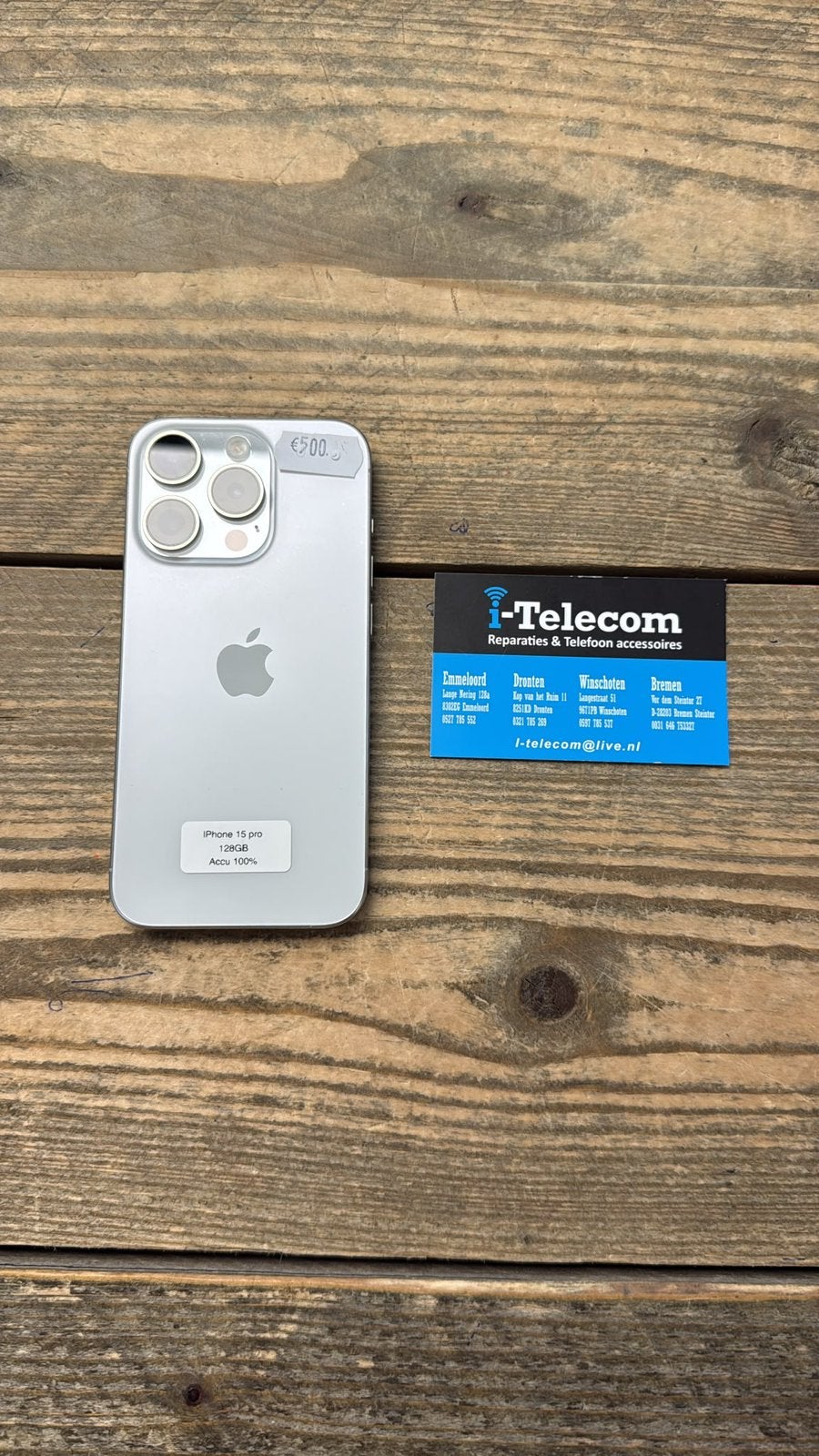 Iphone 15 pro silver 128 GB + garantie 100%, Ophalen of Verzenden, Zo goed als nieuw, Overige typen