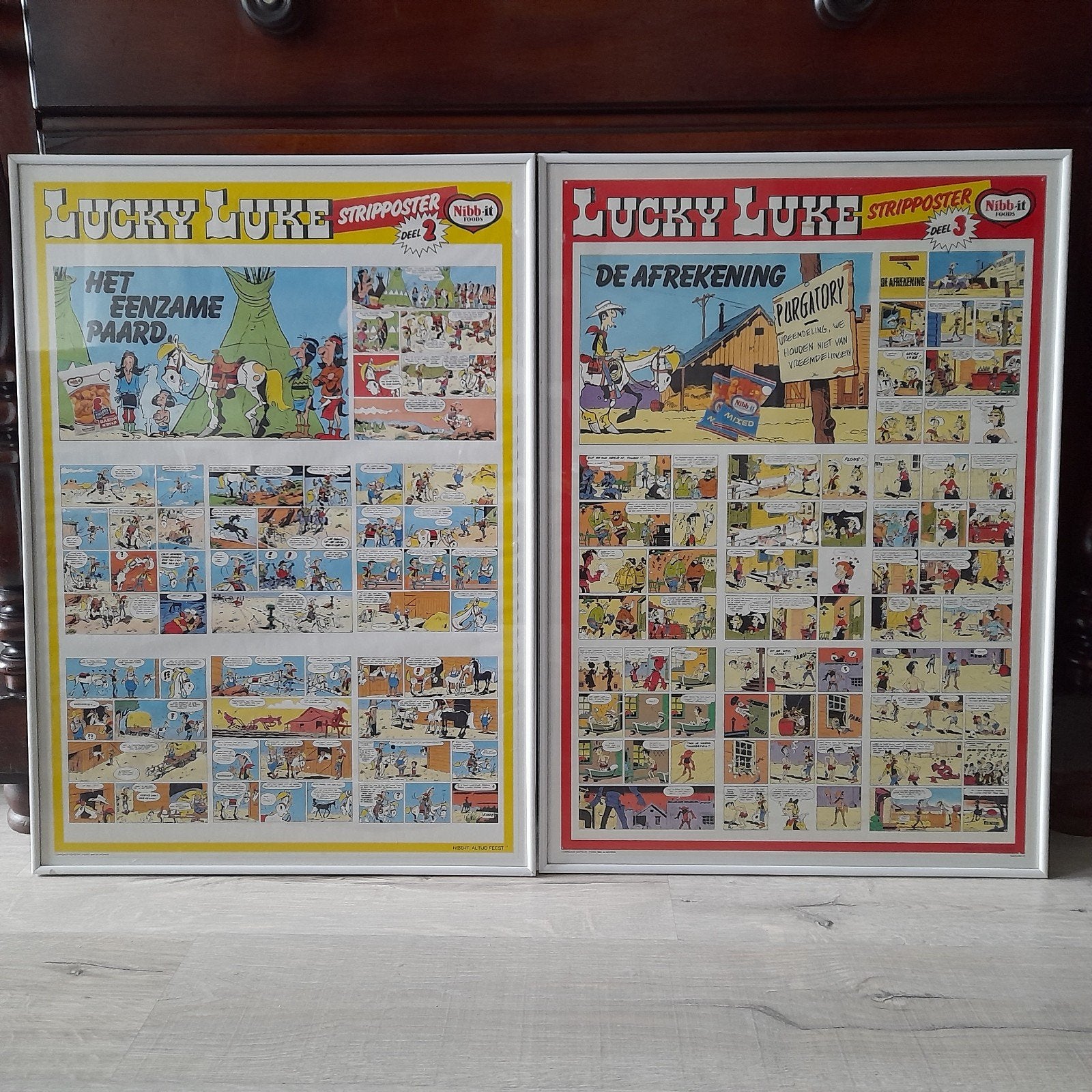 Lucky Luke Stripposters - Het Eenzame Paard & De Afrekening, Ophalen of Verzenden, Overige figuren, Gebruikt, Plaatje, Poster of Sticker
