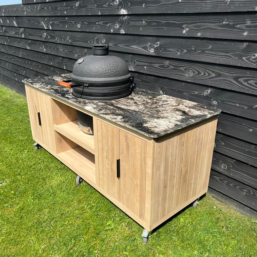 OP=OP Deluxe Massief Eiken Barbeque Kast Incl. Graniet, Maatwerk, Houtskool, Nieuw, Ophalen of Verzenden