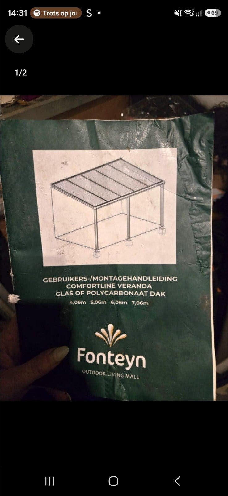 Fonteyn Comfortline Veranda/overkapping - Glas/Polycarbonaat, Ophalen of Verzenden, Gebruikt, Veranda