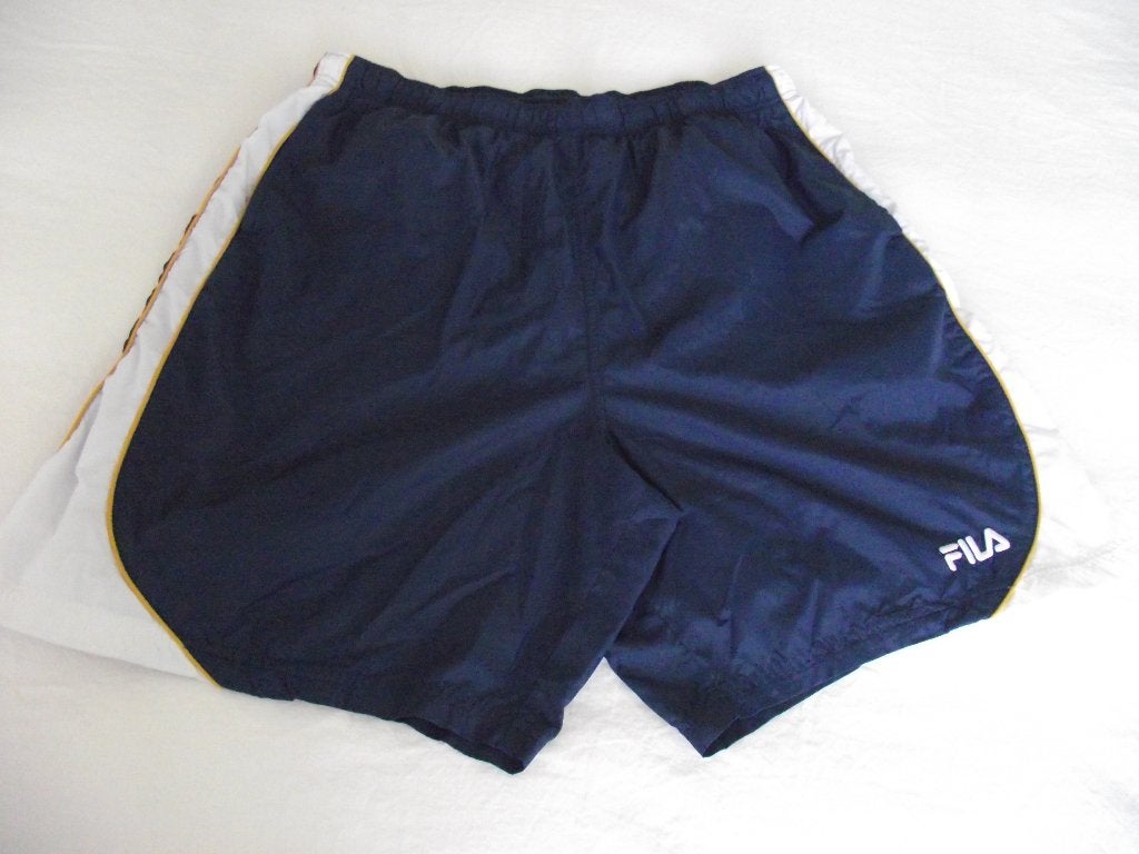 blauw witte zijpanelen Fila Y2K zwembroek swimwear short XXL, Blauw, Overige maten, Ophalen of Verzenden, Fila Y2K