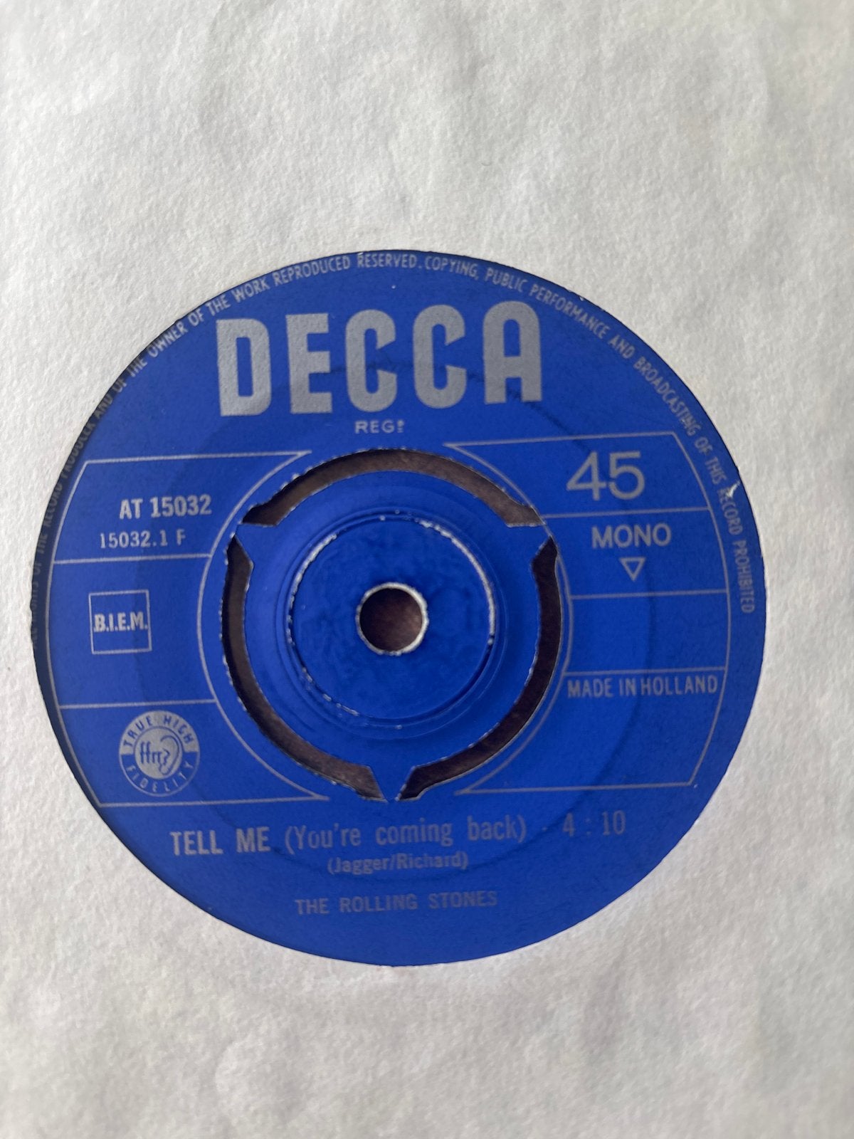 The Rolling Stones - Tell Me (You're Coming Back) 45 RPM, Gebruikt, 7 inch, Ophalen of Verzenden, EP