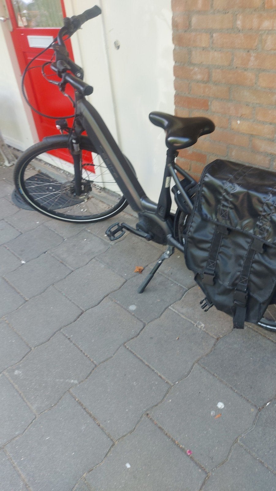 zwarte elektrische fiets heren, Gebruikt, 50 km per accu of meer, 55 tot 59 cm, Ophalen