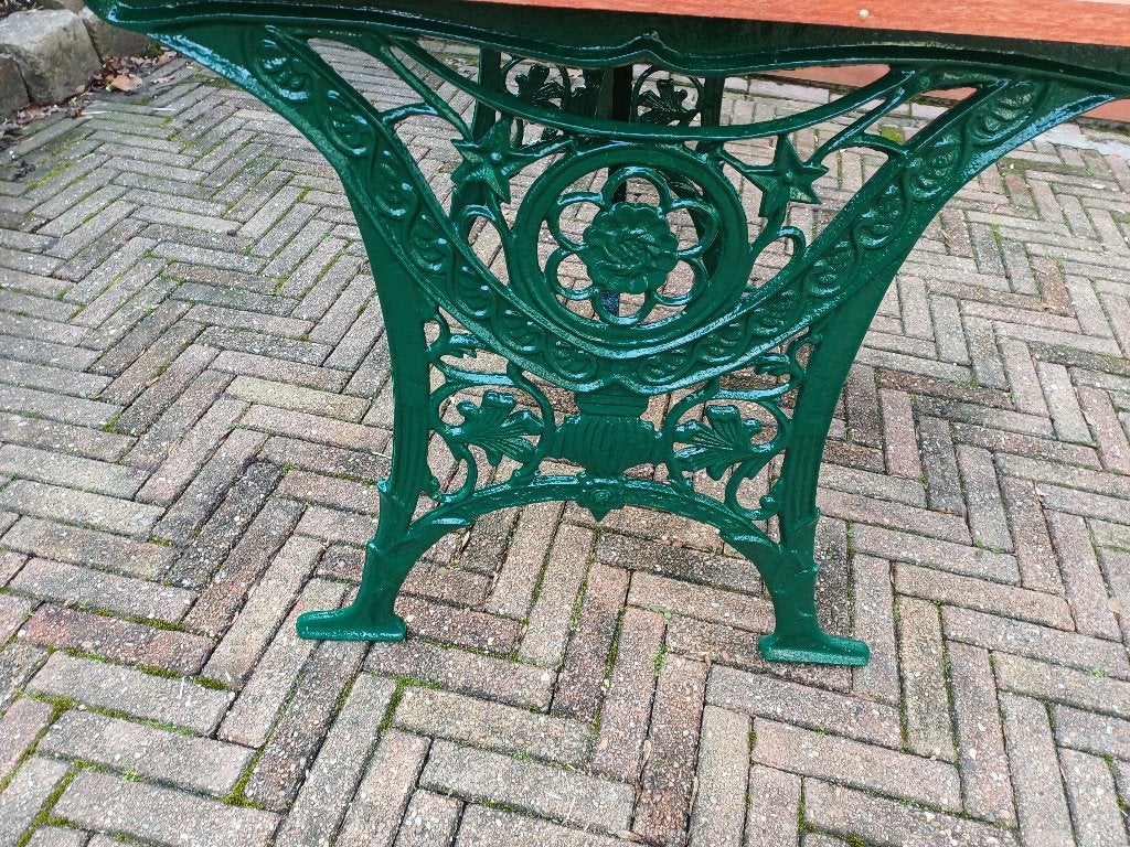Tuintafel met antieke gietijzeren poten, Tuin en Terras, Ophalen, Gebruikt, Rechthoekig, Overige materialen