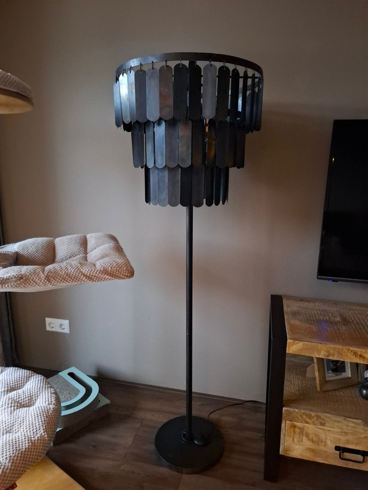 lamellen vloerlamp, Huis en Inrichting, Ophalen, Gebruikt, E27 (groot), Metaal