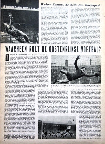 Artikel over voetbal 1953 Oostenrijk Zeman, Verzamelen, Ophalen of Verzenden, 1940 tot 1960, Knipsel(s)