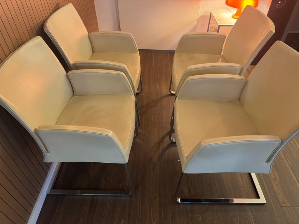 Wittmann set van 4 stoelen, Huis en Inrichting, Stoelen, Ophalen, Gebruikt, Wit, Leer