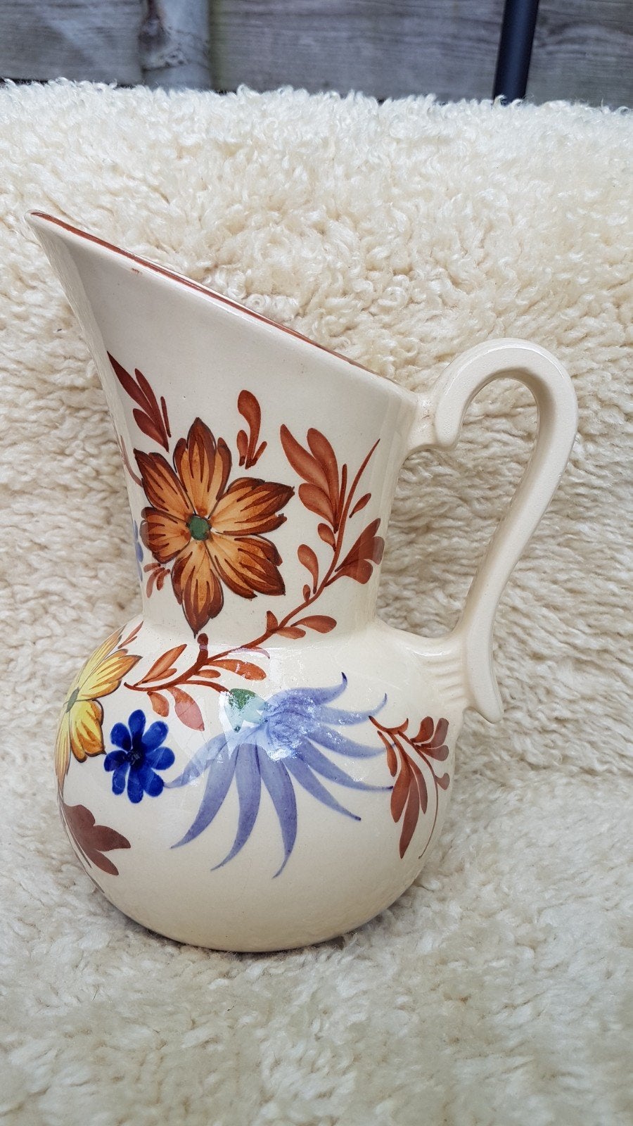 Vintage Flora Gouda kan met bloemmotief, Antiek en Kunst, Ophalen of Verzenden