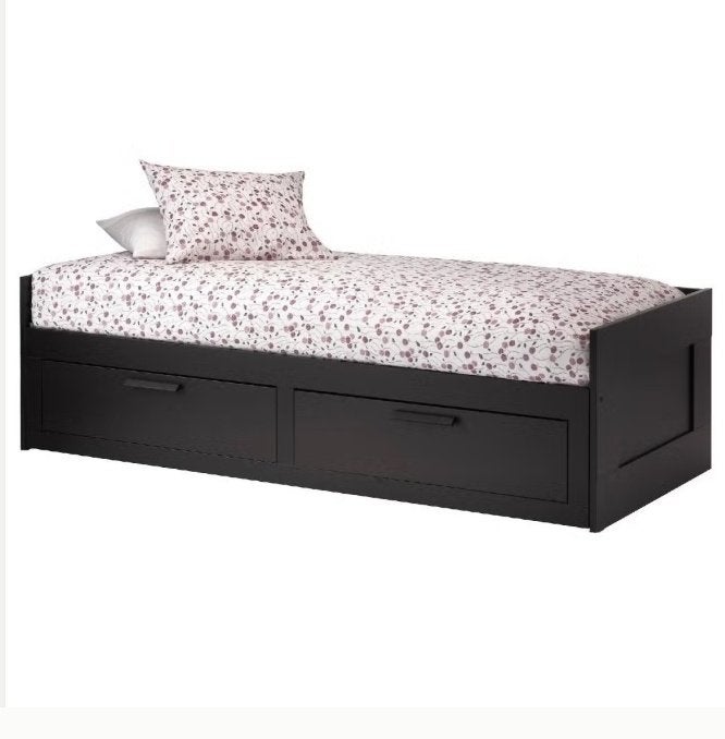 Ikea bedbank/uitschuifbed Brimnes zwart zie adv tekst, Ophalen, 85 tot 100 cm, Gebruikt, Lattenbodem
