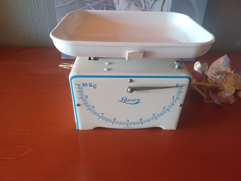 Vintage Lyssex keukenweegschaal 10 kg - Swiss Made retro, Antiek en Kunst, Verzenden