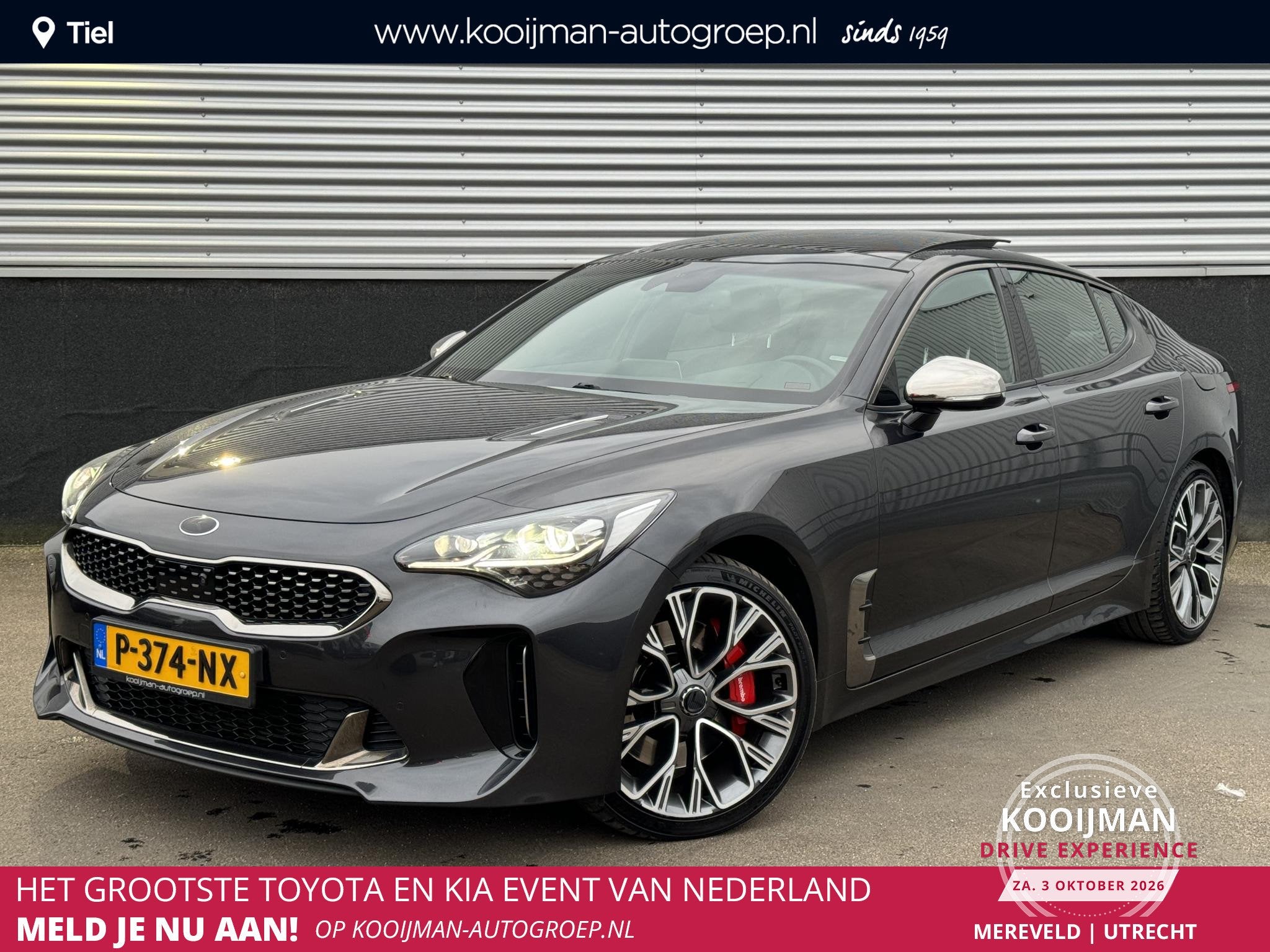 Kia Stinger 3.3 V6 T-GDI AWD GT 370 PK, Schuif/kanteldak, Le, Gebruikt, Euro 6, Bedrijf, 3342 cc