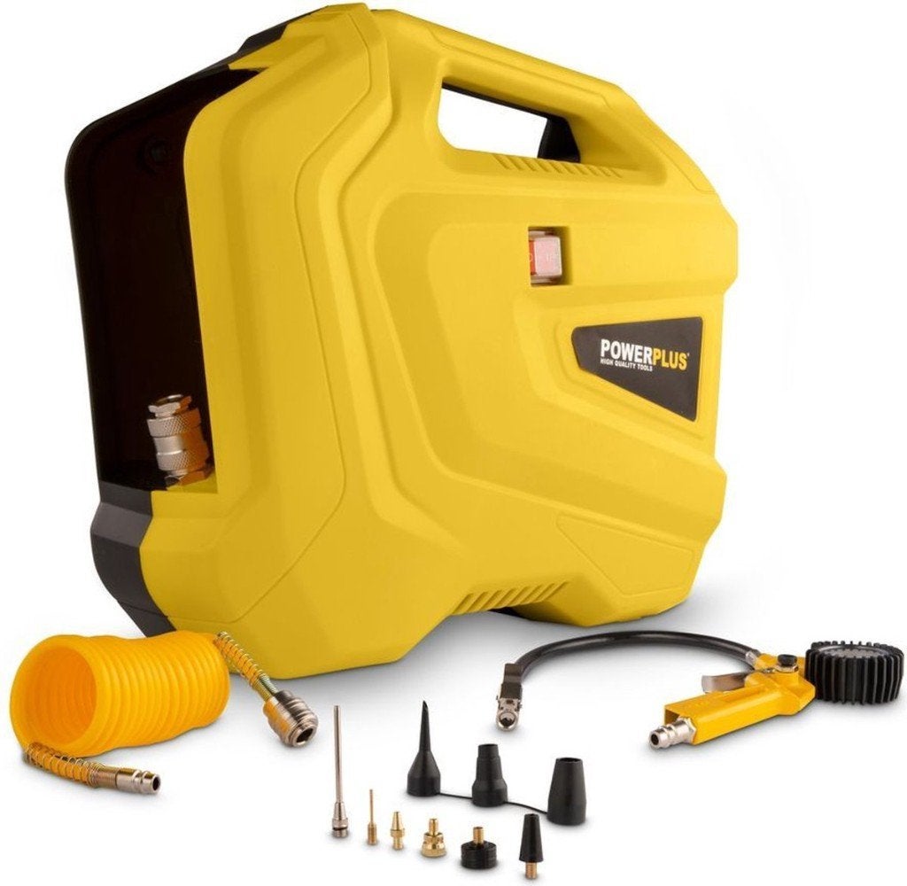Powerplus POWX1706 Compressor 8 bar – 11-delige set – Nieuw, 6 tot 10 bar, Nieuw, Ophalen of Verzenden, Minder dan 200 liter/min