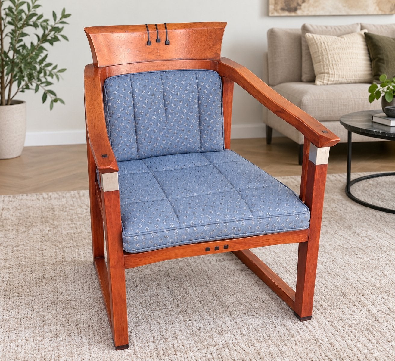 4 Schuitema eetkamerstoelen met blauwe bekleding, Ophalen, Gebruikt, Blauw, Vijf, Zes of meer stoelen