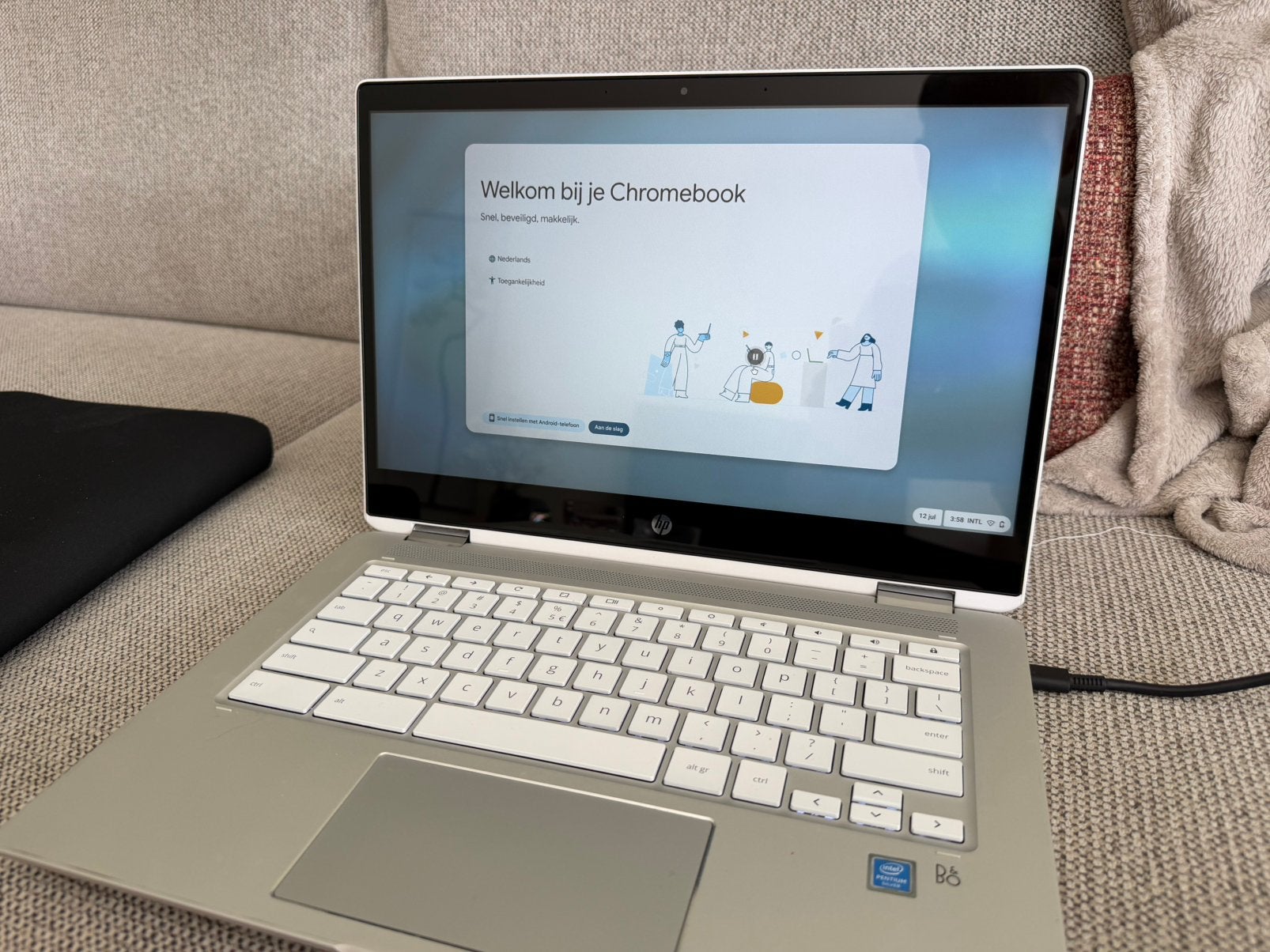 HP Chromebook x360 14 inch Touchscreen 8GB + sleeve, Computers en Software, Chromebooks, Zo goed als nieuw, 14 inch, 8 GB, 64 GB