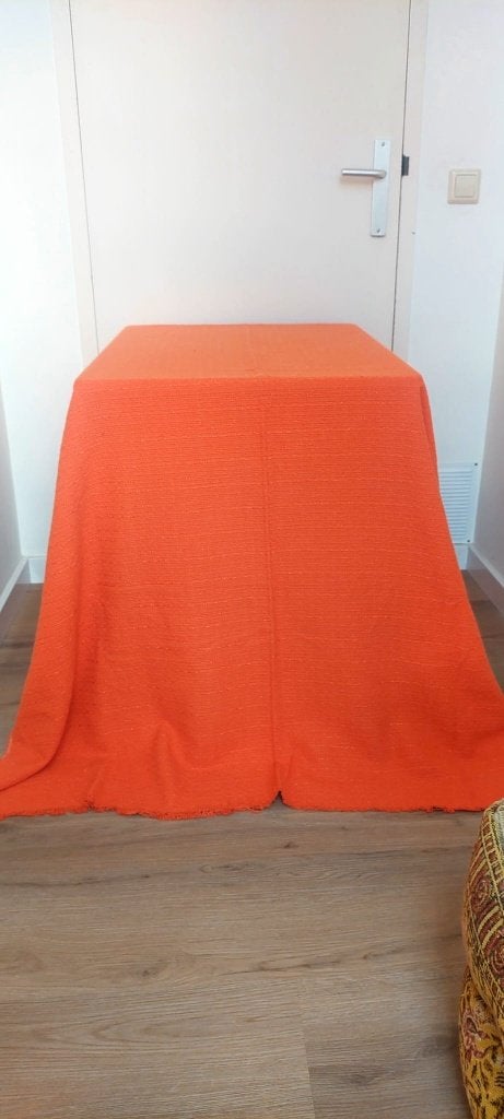 Coupon vintage stof oranje 140 x1 85 cm | Bouclé Tweed look, 120 cm of meer, Nieuw, Oranje, Ophalen of Verzenden